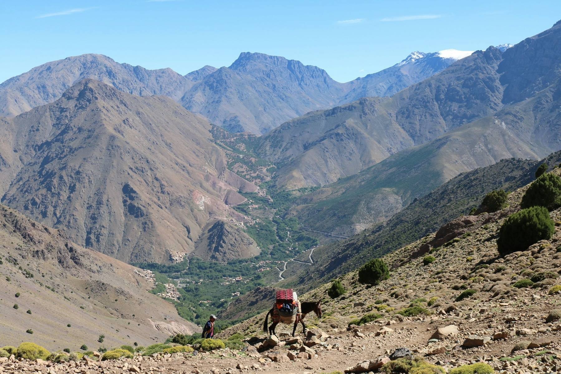 Mount Toubkal summit at sunrise from the High Atlas Mountains